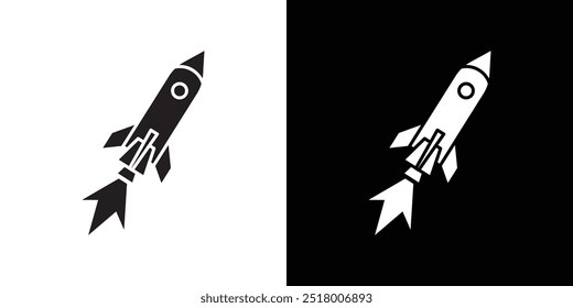 Rocket Spaceship Startup icon Vector flat thin line illustration