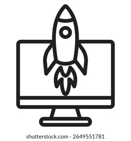 Rocket Spaceship Startup icon vector illustration isolated sign