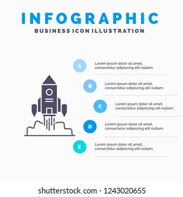 Rocket, spaceship, startup, launch, Game Infographics Template for Website and Presentation. GLyph Gray icon with Blue infographic style vector illustration.