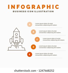 Rocket, spaceship, startup, launch, Game Infographics Template for Website and Presentation. Line Gray icon with Orange infographic style vector illustration