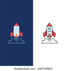Rocket, spaceship, startup, launch, Game Flat Color Icon Vector