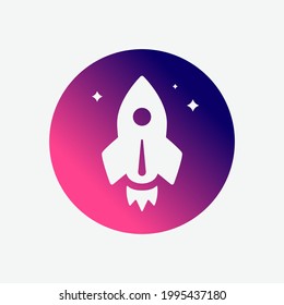 Rocket Spaceship Startup Round Color Vector Icon