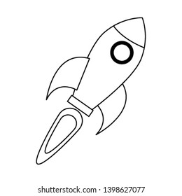 Rocket spaceship symbol isolated in black and white