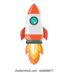 Rocket Spaceship Take Off, Isolated Illustration,Vector Illustration. Flat Design.