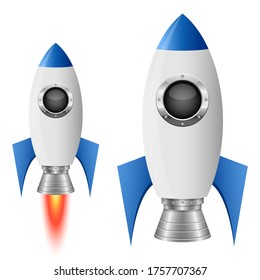 Ilustración de diseño de vectores de cadera espacial con cohetes aislados en fondo blanco