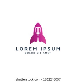 rocket and spatula negative space logo design