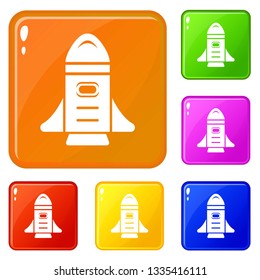 Rocket speed icons set collection vector 6 color isolated on white background