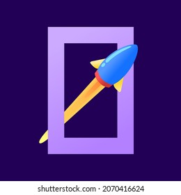 Rocket in square illustration vector fancy logo