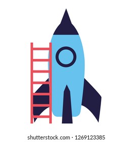 rocket with stairs on white background