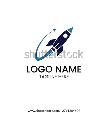 Rocket star abstract space accelerate launch motion speed symbol Vector logo template