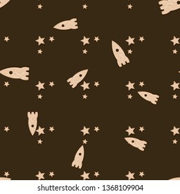 Rocket and star cracker-shaped cookies. Biscuit cookie cracker seamless pattern