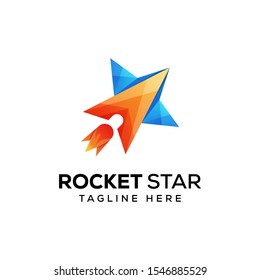 rocket star logo template, star launch logo for your company