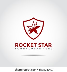 Rocket Star Logo Template. Rocket, Shield and Star image. Vector Illustrator Eps.10