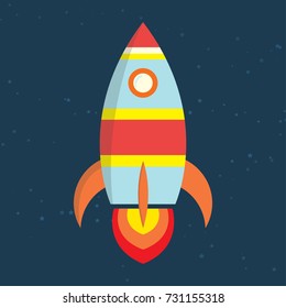 Rocket with star on dark blue background can use for design, vector.