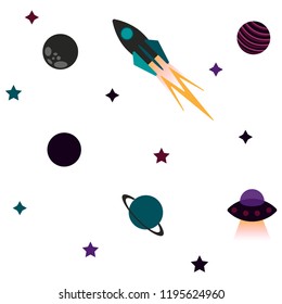 rocket star ufo in the space