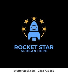 Rocket and Stars logo design. Start Up or Rocket Launch logo design icon. Luxury Rocket Star logo design vector template
