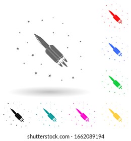 icono de estilo multicolor de cohete y estrellas. Glifo simple, vector plano de iconos estrella para ui y ux, sitio web o aplicación móvil