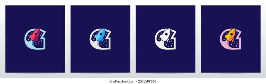 Rocket And Stars On Letter Logo Design G