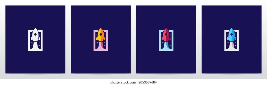 Rocket And Stars On Letter Logo Design I