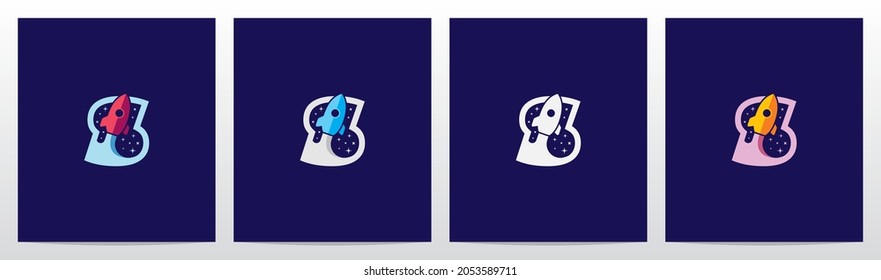 Rocket And Stars On Letter Logo Design S