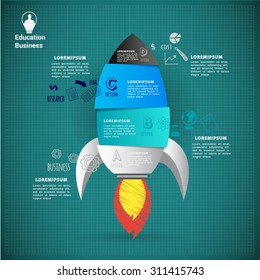 Rocket start up abstract  vector infographic.