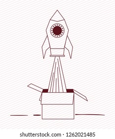 rocket start up with box carton