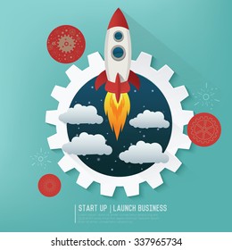Rocket Start up business design,vector
