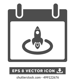 Rocket Start Calendar Day icon. Vector EPS illustration style is flat iconic symbol, gray color.