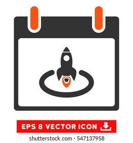 Rocket Start Calendar Day icon. Vector EPS illustration style is flat iconic bicolor symbol, orange and gray colors.