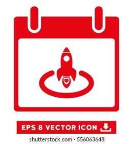 Rocket Start Calendar Day icon. Vector EPS illustration style is flat iconic symbol, red color.