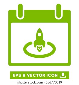 Rocket Start Calendar Day icon. Vector EPS illustration style is flat iconic symbol, eco green color.