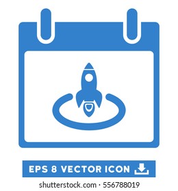 Rocket Start Calendar Day icon. Vector EPS illustration style is flat iconic symbol, cobalt color.