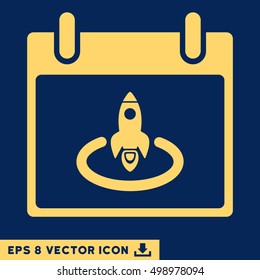 Rocket Start Calendar Page icon. Vector EPS illustration style is flat iconic symbol, yellow color.