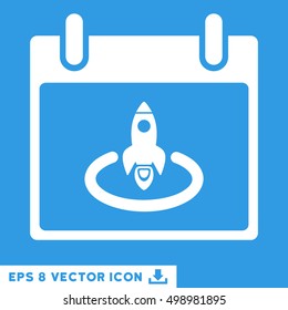 Rocket Start Calendar Page icon. Vector EPS illustration style is flat iconic symbol, white color.