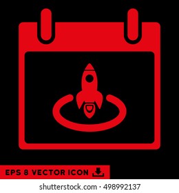 Rocket Start Calendar Page icon. Vector EPS illustration style is flat iconic symbol, red color.