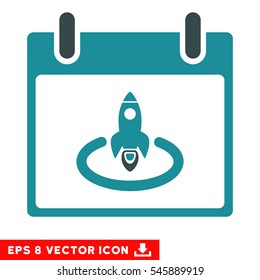 Rocket Start Calendar Page icon. Vector EPS illustration style is flat iconic bicolor symbol, soft blue colors.