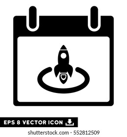 Rocket Start Calendar Page icon. Vector EPS illustration style is flat iconic symbol, black color.