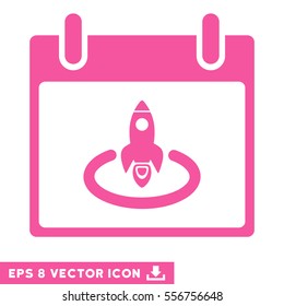 Rocket Start Calendar Page icon. Vector EPS illustration style is flat iconic symbol, pink color.