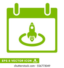 Rocket Start Calendar Page icon. Vector EPS illustration style is flat iconic symbol, eco green color.