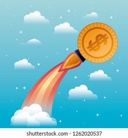 rocket start up with coin