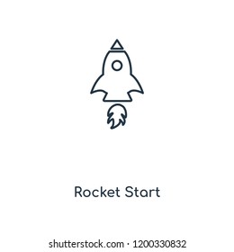 Rocket Start concept line icon. Linear Rocket Start concept outline symbol design. This simple element illustration can be used for web and mobile UI/UX.