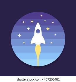 Rocket start up design vector, modern line graphic, business concept illustration