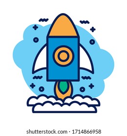 diseño de ilustración vectorial de estilo de detalle de inicio de cohete