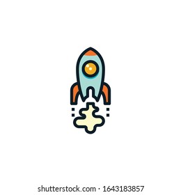 Rocket, start up filled outline icons. Vector illustration. Editable stroke. Isolated icon suitable for web, infographics, interface and apps.