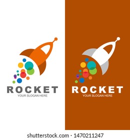 Rocket Start Flat Logo, Spaceship Launch, Colorful Logo Icon