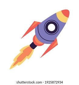 rocket start up flying space icon vector illustration design