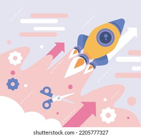 rocket start up and gears icons