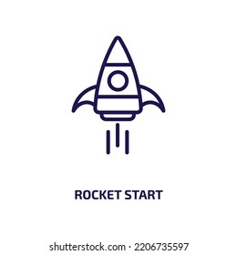 rocket start icon from astronomy collection. Thin linear rocket start, rocket, idea outline icon isolated on white background. Line vector rocket start sign, symbol for web and mobile