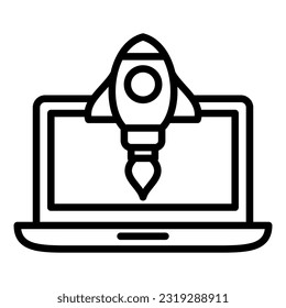 Rocket start up icon on transparent background
