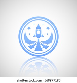 Rocket start icon with reflect.